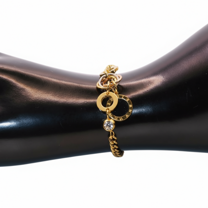 Gold bracelet with circular charms