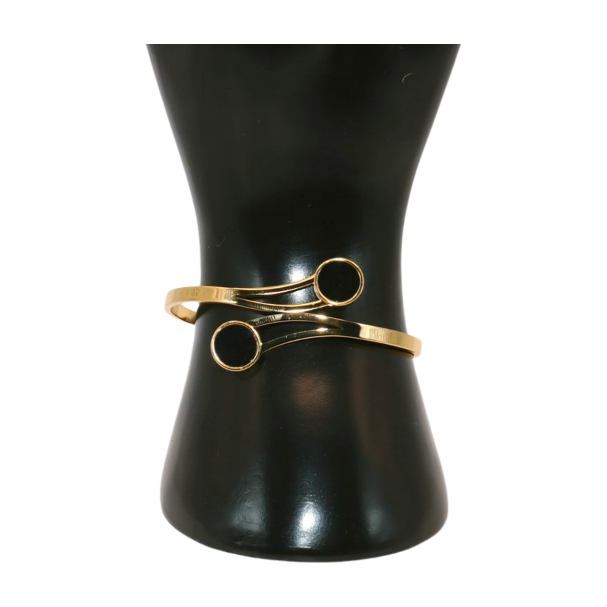 Gold bracelet with black stones 