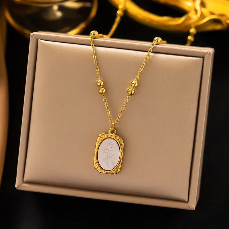 Vintage - Rose Petal Necklace - 18K Gold Plated Necklace