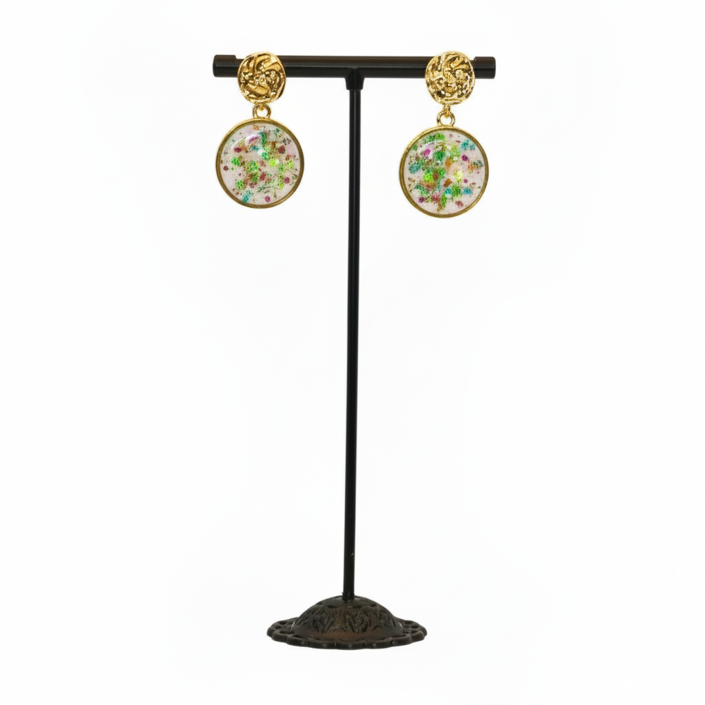 S preserved flower earings