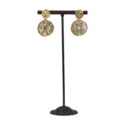 M round preserved flower earings
