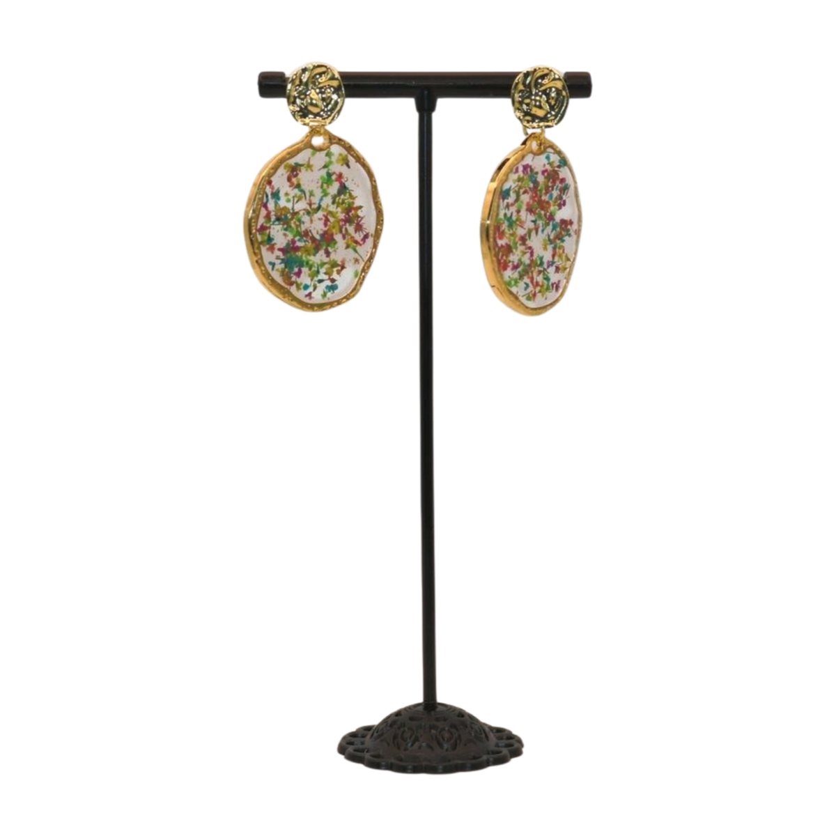 L preserved flower earings