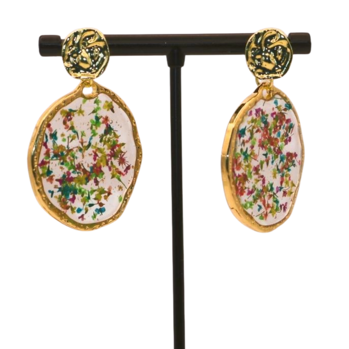 L floral preserved earings drop