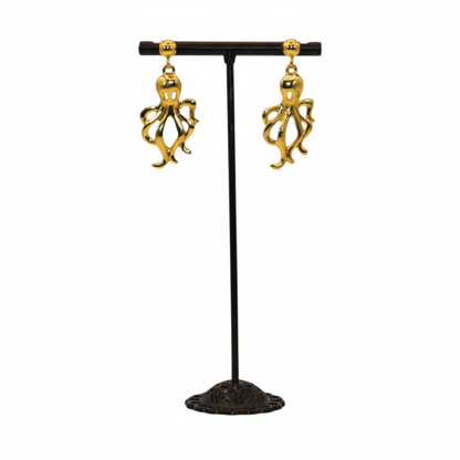 Gold octopus-shaped earrings 