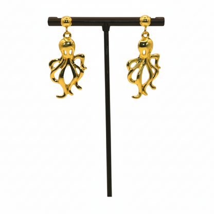 Gold octopus-shaped earrings 