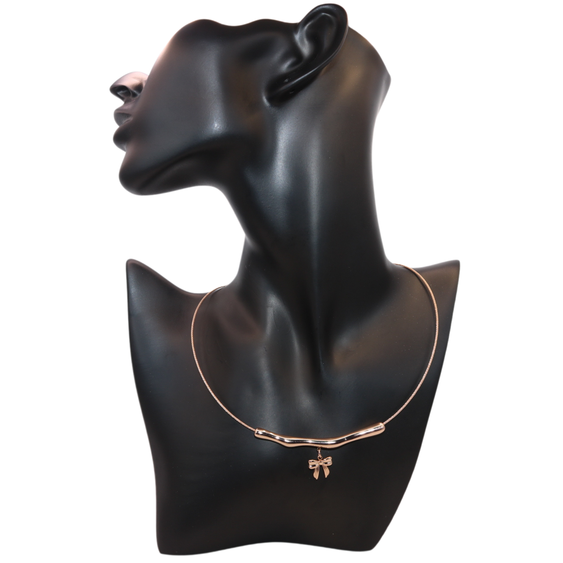 Rose gold necklace with a bow pendant 