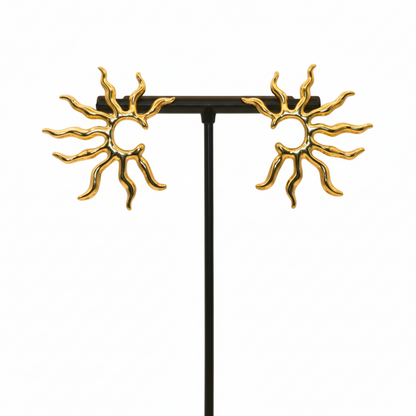 Gold sun-shaped earrings 
