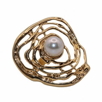 M Gold pearl women ring