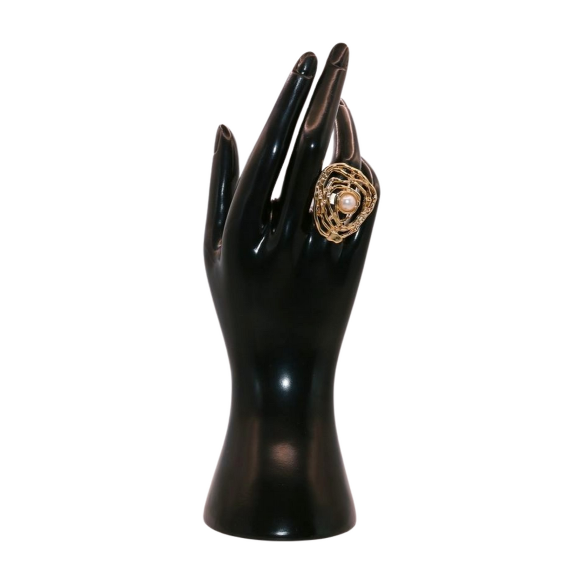 S Flower Bold ring with pearl