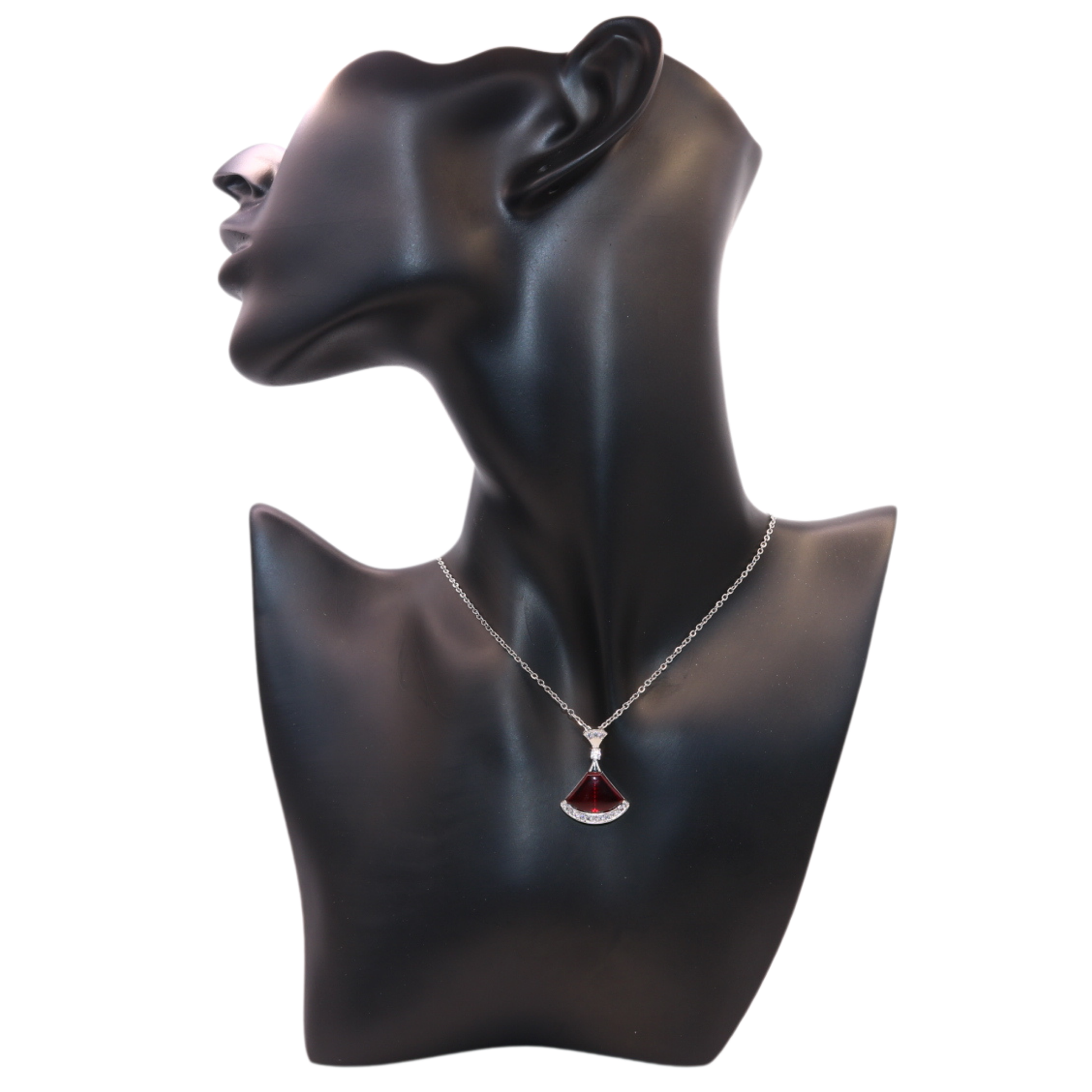 Silver Necklace necklace with a red gemstone 