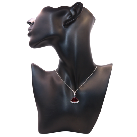 Silver Necklace necklace with a red gemstone 