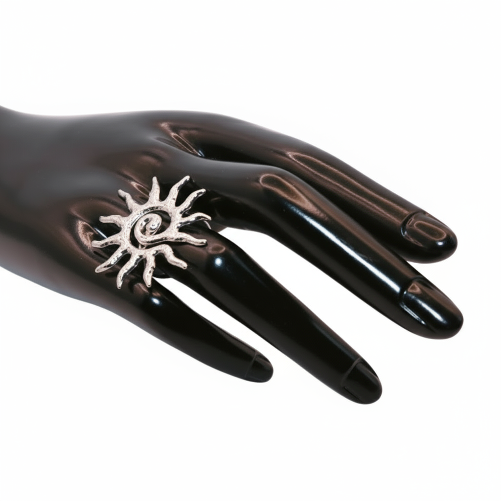 Silver sun shaped Ring