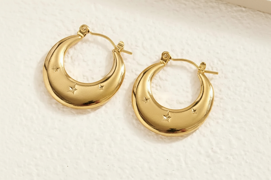 Gold Star Hoop Earrings